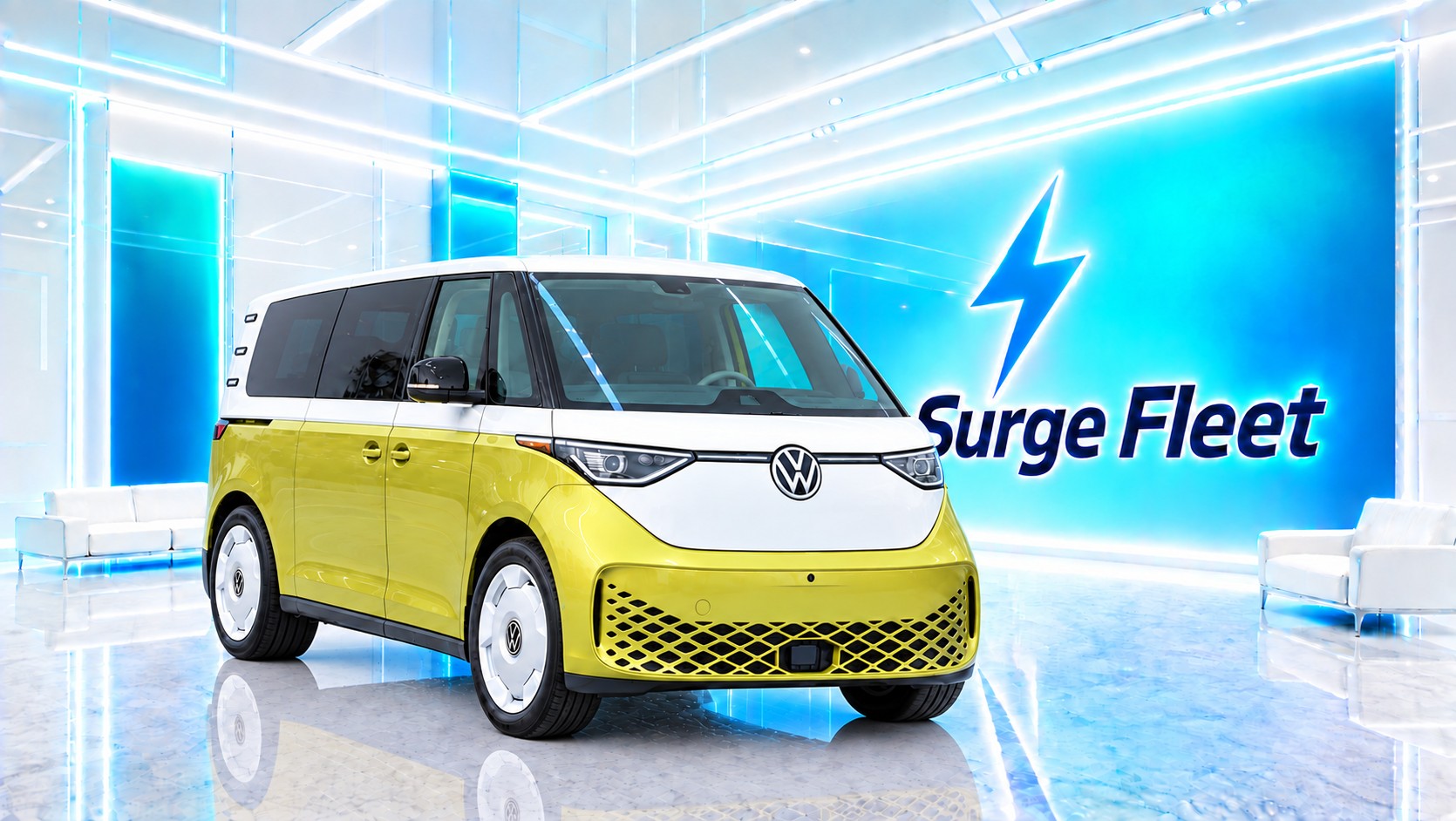 2025 VW ID Buzz 1st Edition — Pomelo Yellow, Surge Fleet showroom